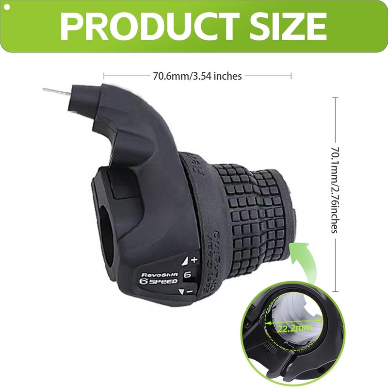 Tailcle RS25-3X6 Speed Bike Gear Shifter, Bicycle Revoshift Right SL-RS25-3X6 Shift Lever Bicycle Twist Grip Thumb Gear Shifter for MTB Mountain Bike (RS25-3X6 Speed Bike Shifter) - Image 2